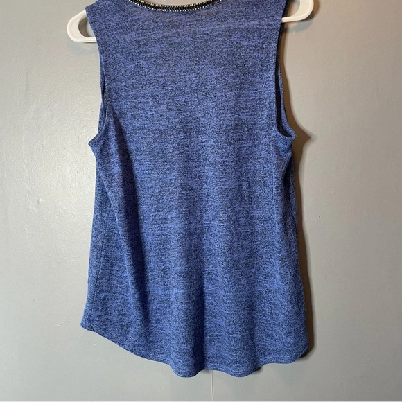 Juicy Couture Rhinestone Embellished Scoop Neck Blue Heathered Tank Size Medium - Picture 5 of 7